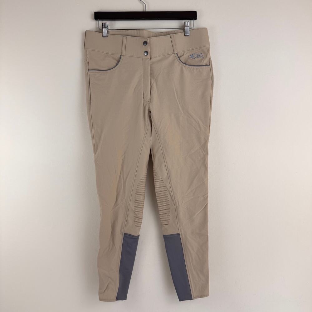 OEQ Oak Equestrian Riding Pants Women's Size 32 Tan Fitted Tight Silicone Grip